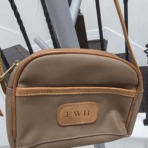 John Hart Monogrammed EWH Tan Crossbody Bag